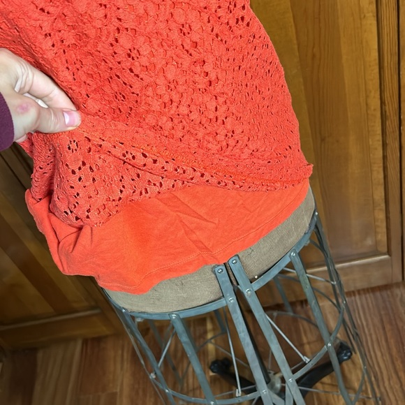 Bright tangerine lace overlay tank top - Picture 6 of 7
